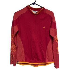 Pearl Izumi Polyester Pink Yellow Floral Embroidered Long Sleeve Y2K Size XL